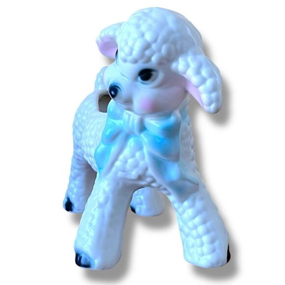 Vintage 50s Spring Lamb Ceramic Pottery Planter Nursery Decor Mid Century Kitsch - Picture 9 of 12